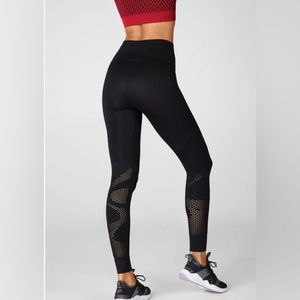 Fabletics black mesh seamless high waisted leggings, size medium